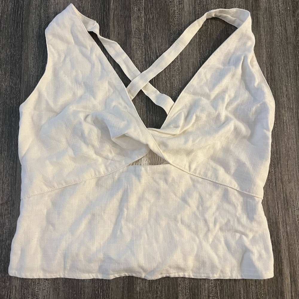 Francesca's Collections White Crisscross Tank Top